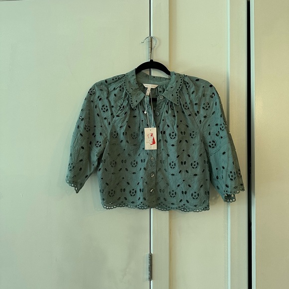 NWT REBECCA TAYLOR MINA EYELET BLOUSE - Picture 3 of 5